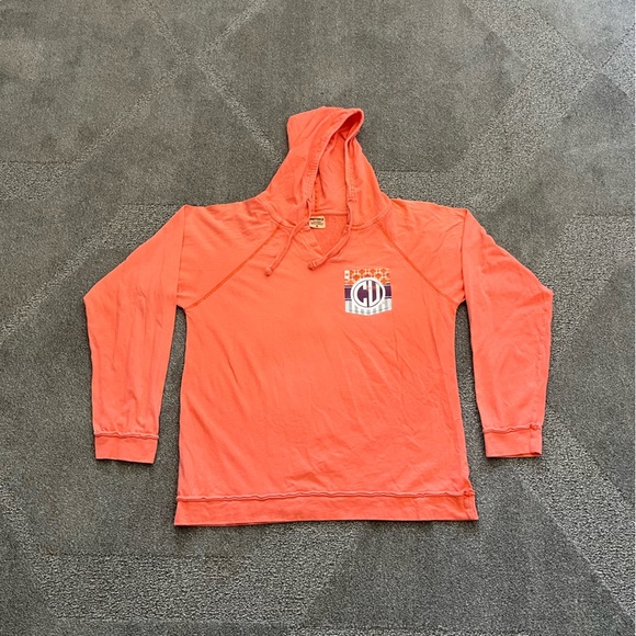 Pressbox Tops - Pressbox Clemson Orange Long Sleeve Hooded Tee Shirt